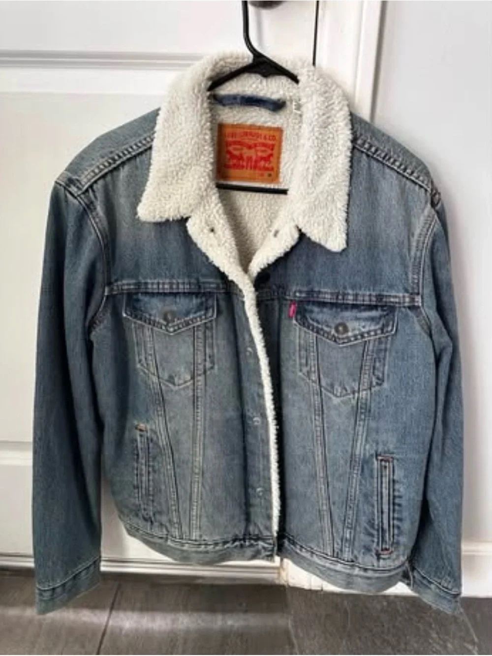 Levi's Men's Light Blue Denim Sherpa Jacket (M) Brand New